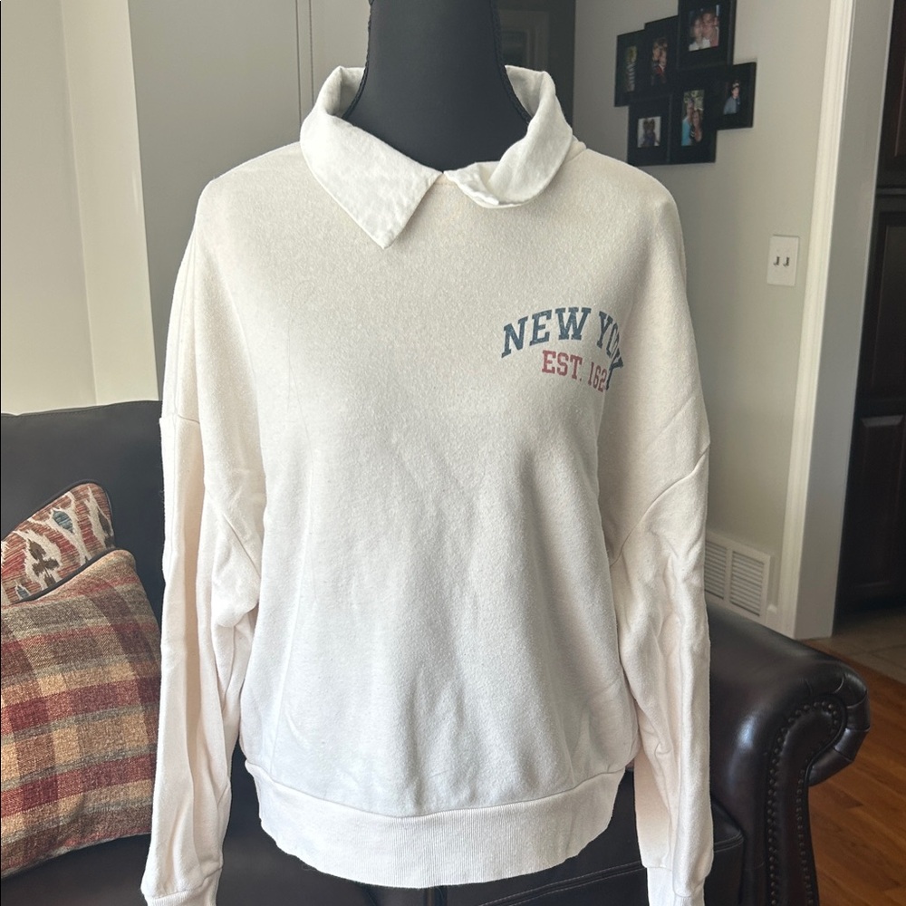 Grayson Threads White Collared Women's Sweater